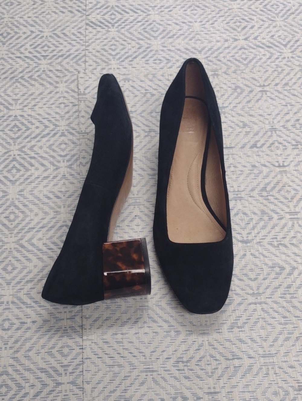 J. Jill Black Suede Block Heel Pumps with Tortoiseshell Heel